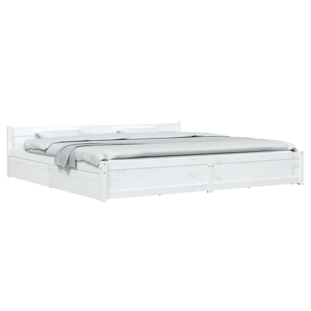 vidaXL Bed Frame with Drawers White 200x200 cm