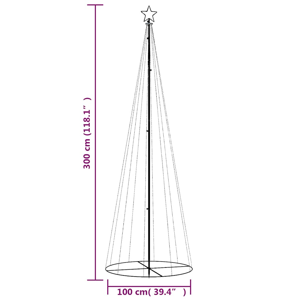 vidaXL Christmas Cone Tree Colourful 310 LEDs 100x300 cm