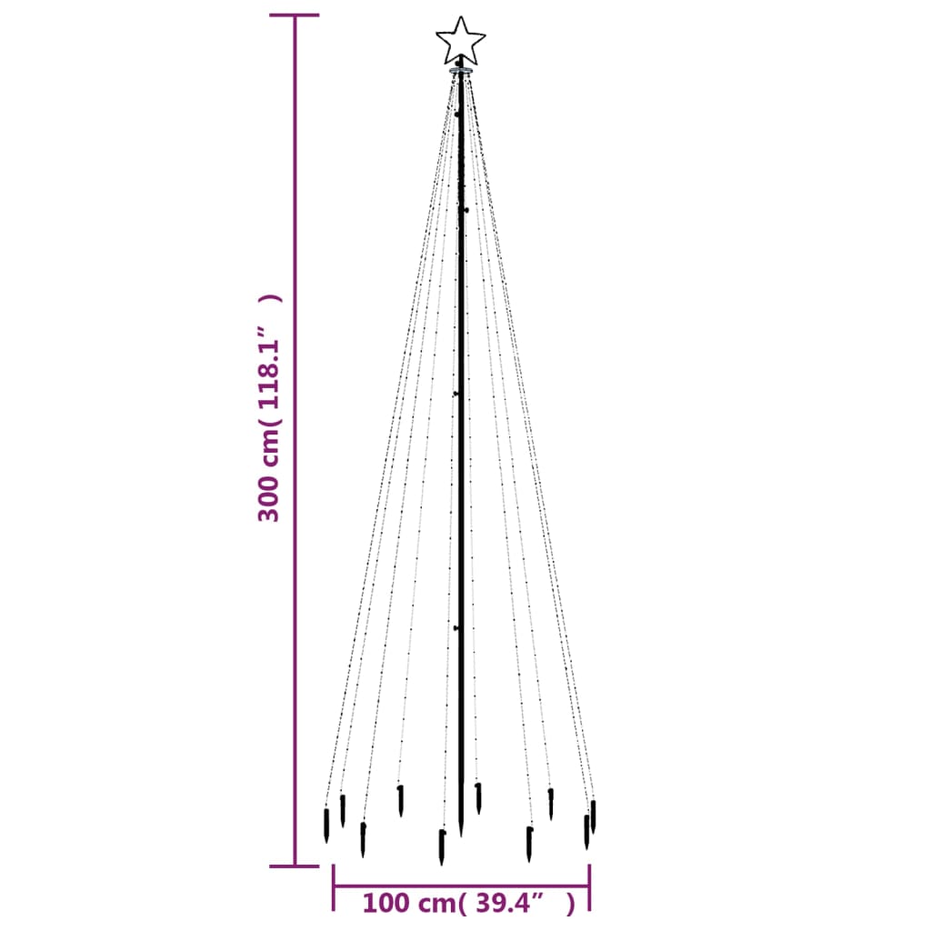 vidaXL Christmas Tree with Spike Colourful 310 LEDs 300 cm