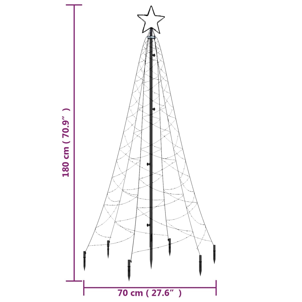 vidaXL Christmas Tree with Spike Blue 200 LEDs 180 cm