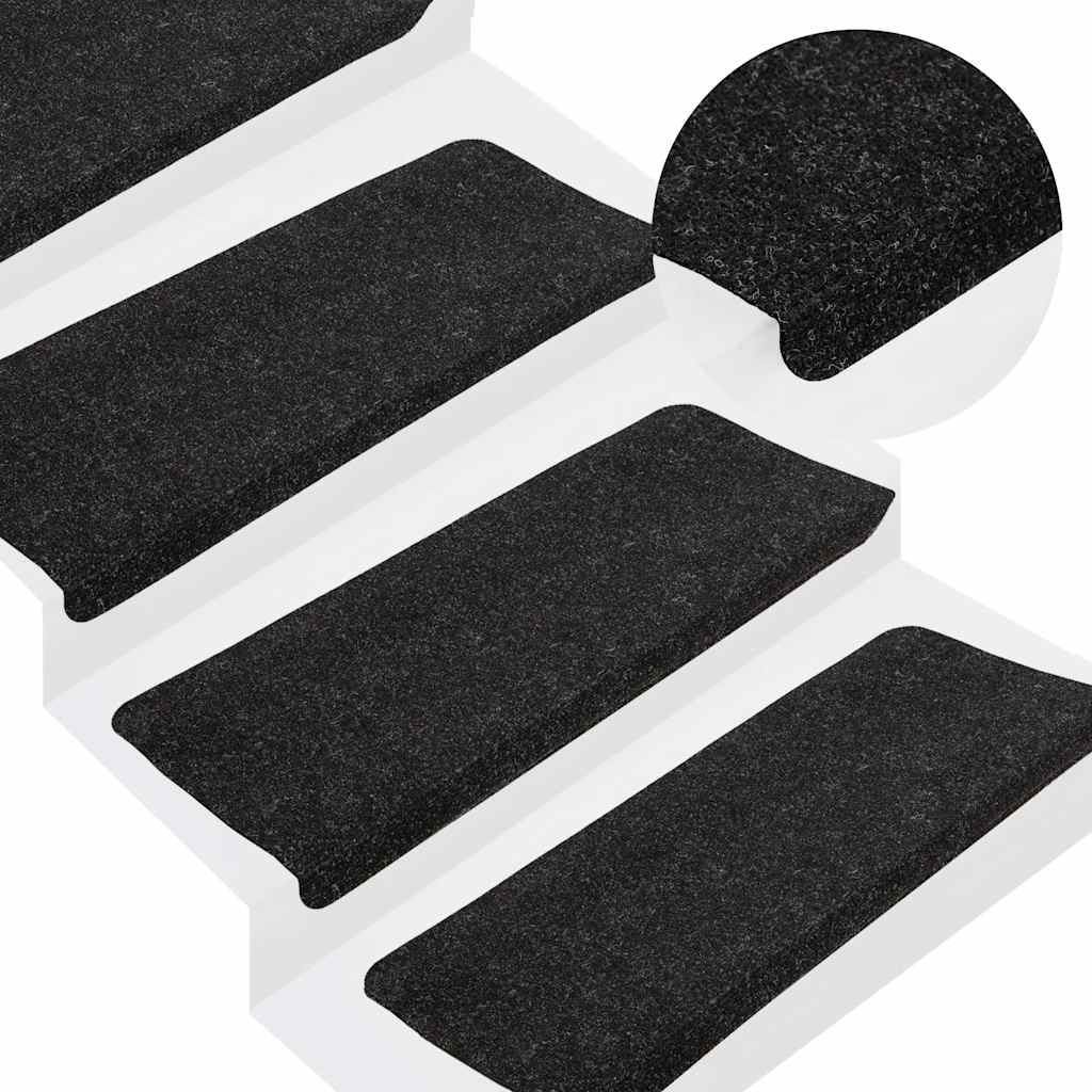 343477 vidaXL Stair Mats Self-adhesive 15 pcs 65x24,5x3,5 cm Anthracite