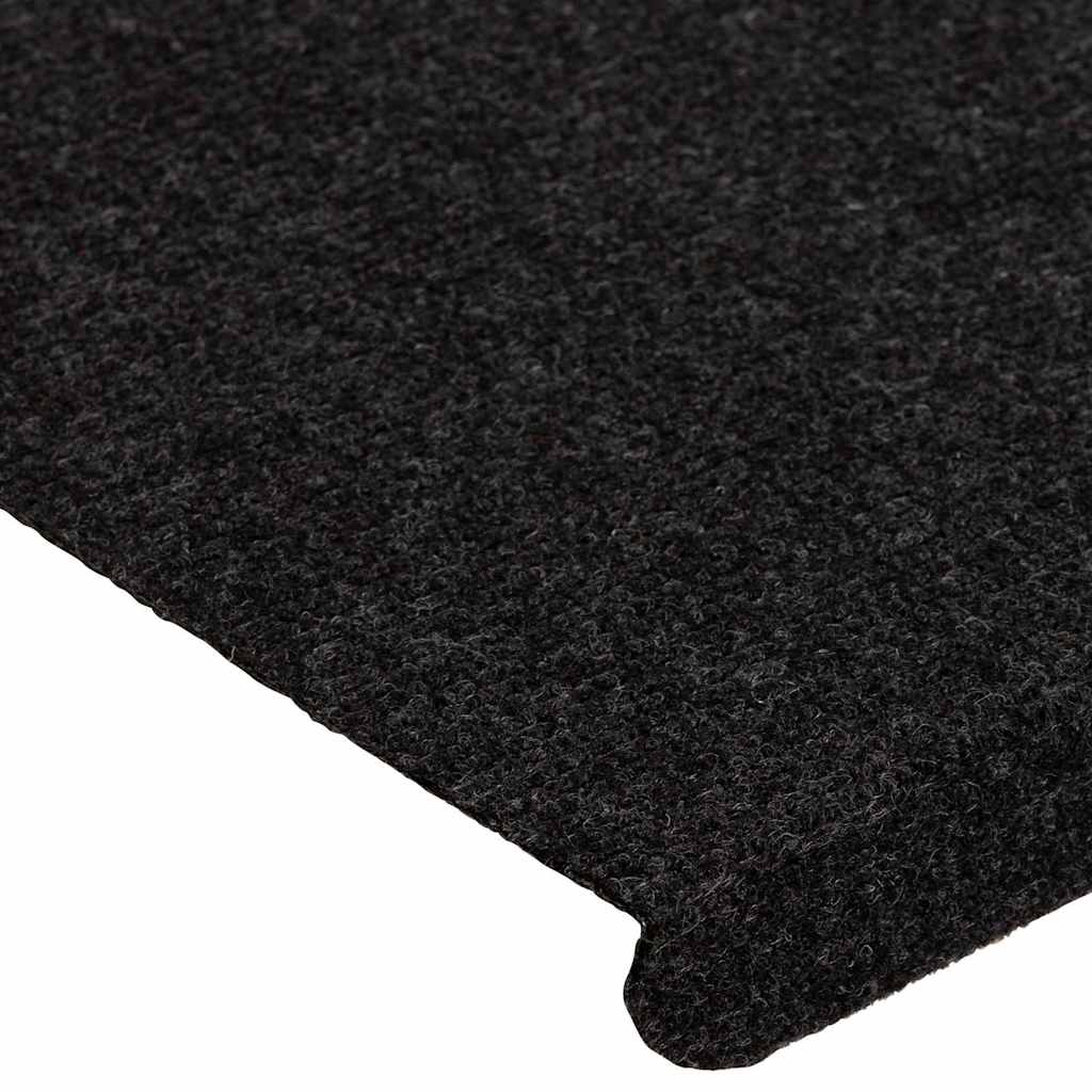 343478 vidaXL Stair Mats Self-adhesive 15 pcs 65x24,5x3,5 cm Black