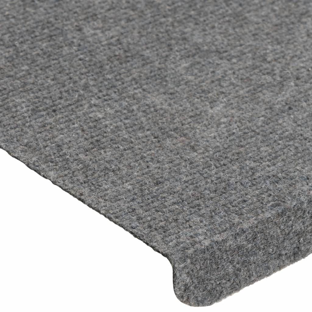 vidaXL Stair Mats Self-adhesive 15 pcs 65x24.5x3.5 cm Grey