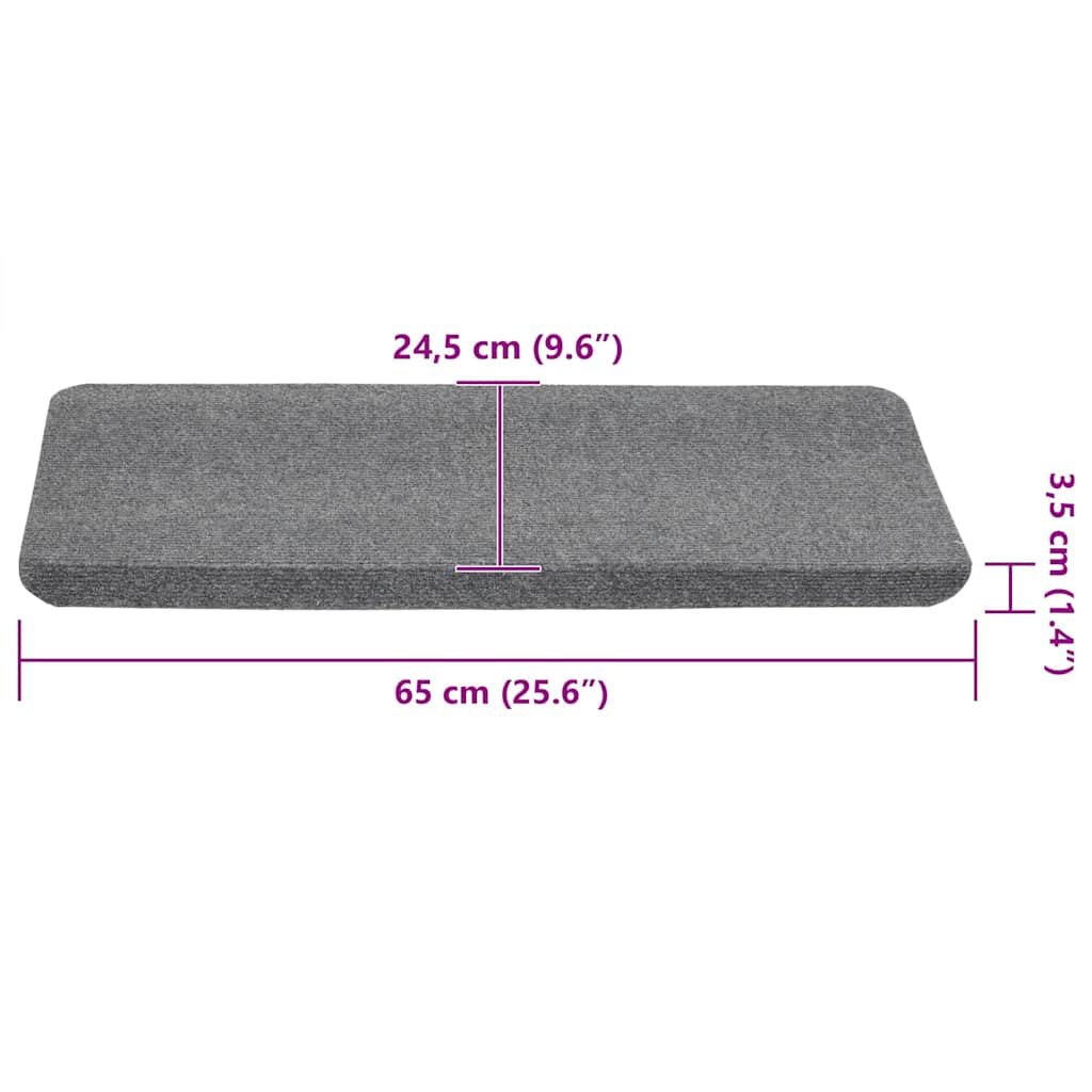Stair Mats Self-adhesive 15 pcs 65x24,5x3,5 cm Grey
