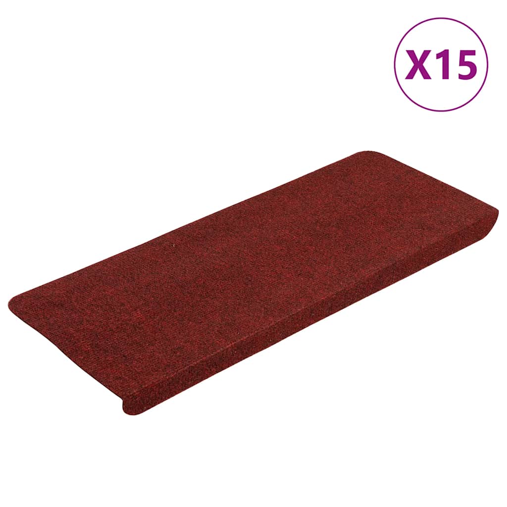 343480 vidaXL Stair Mats Self-adhesive 15 pcs 65x24,5x3,5 cm Red