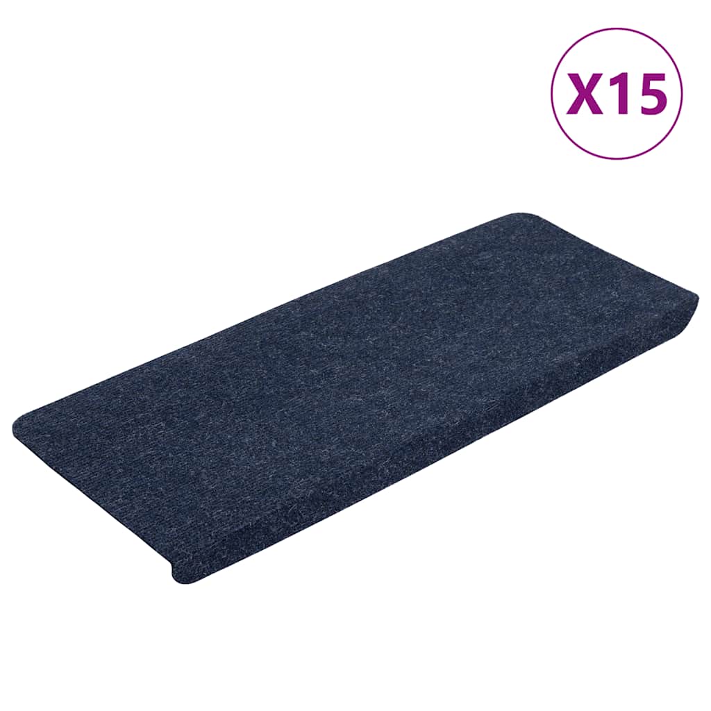 343481 vidaXL Stair Mats Self-adhesive 15 pcs 65x24,5x3,5 cm Blue