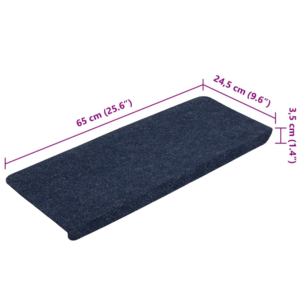 343481 vidaXL Stair Mats Self-adhesive 15 pcs 65x24,5x3,5 cm Blue