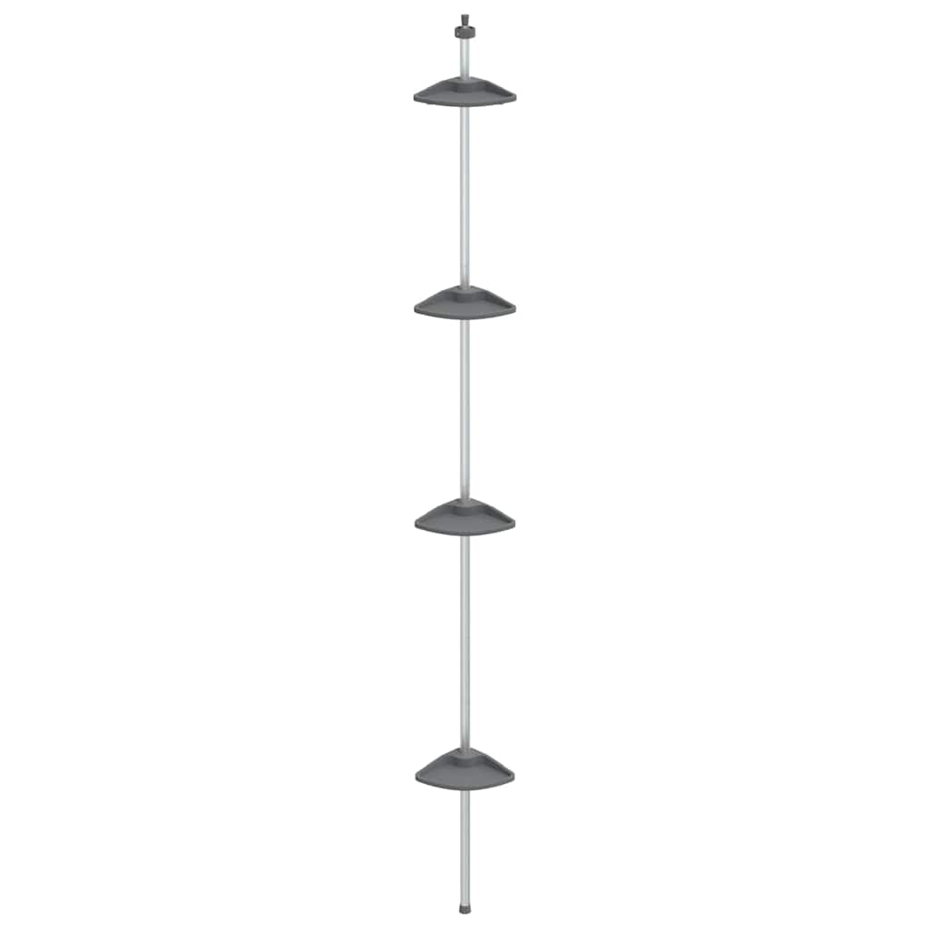 4-Tier Telescopic Shower Corner Shelf Silver Aluminium