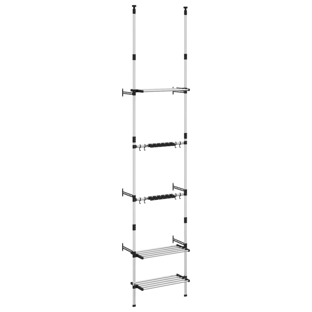 Telescopic Garden Rack with 3 Shelves Silver Aluminium