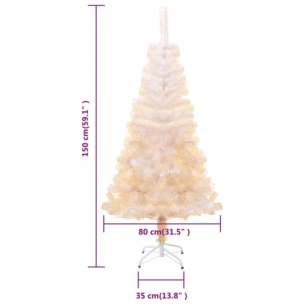 vidaXL Artificial Christmas Tree with Iridescent Tips White 150 cm PVC