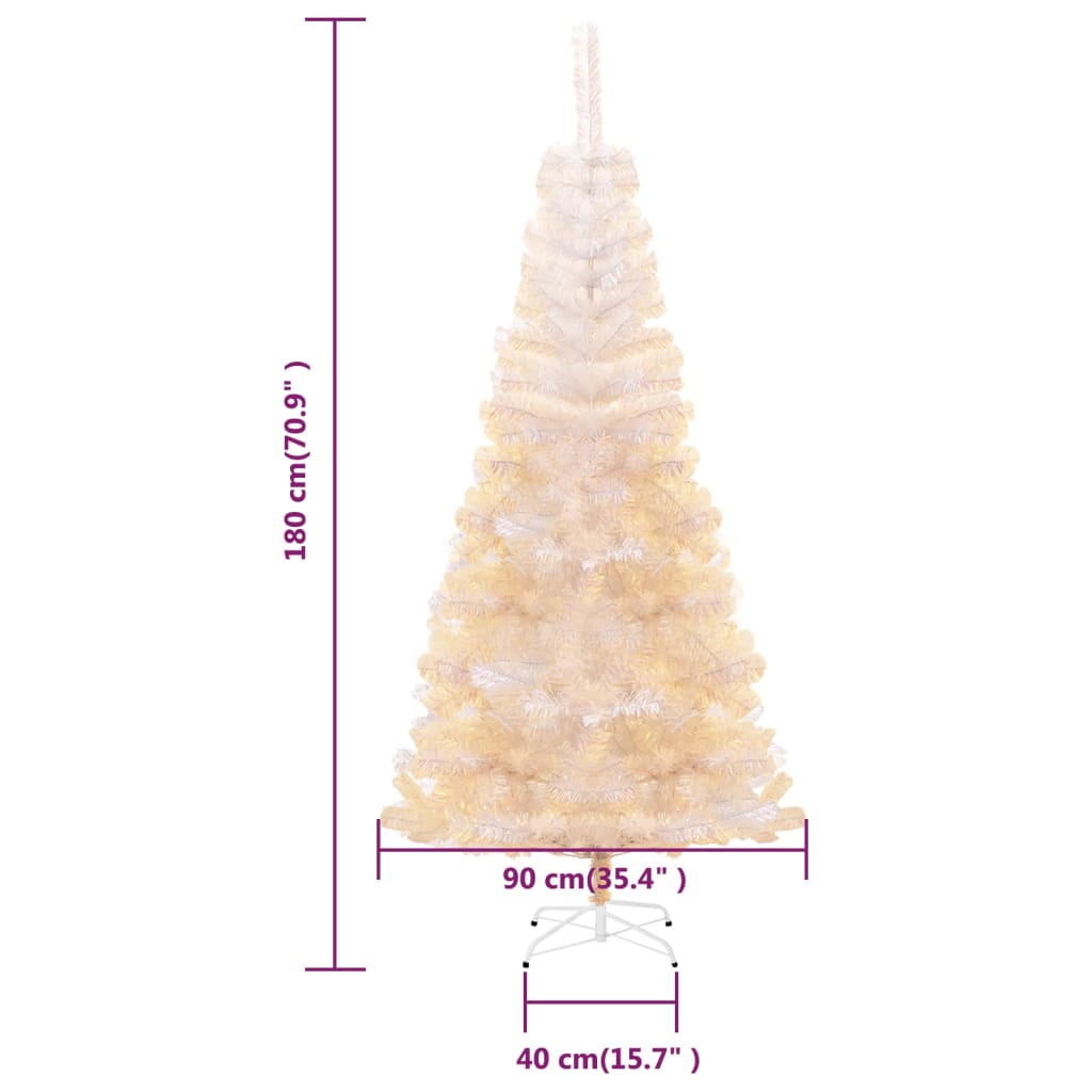 vidaXL Artificial Christmas Tree with Iridescent Tips White 180 cm PVC