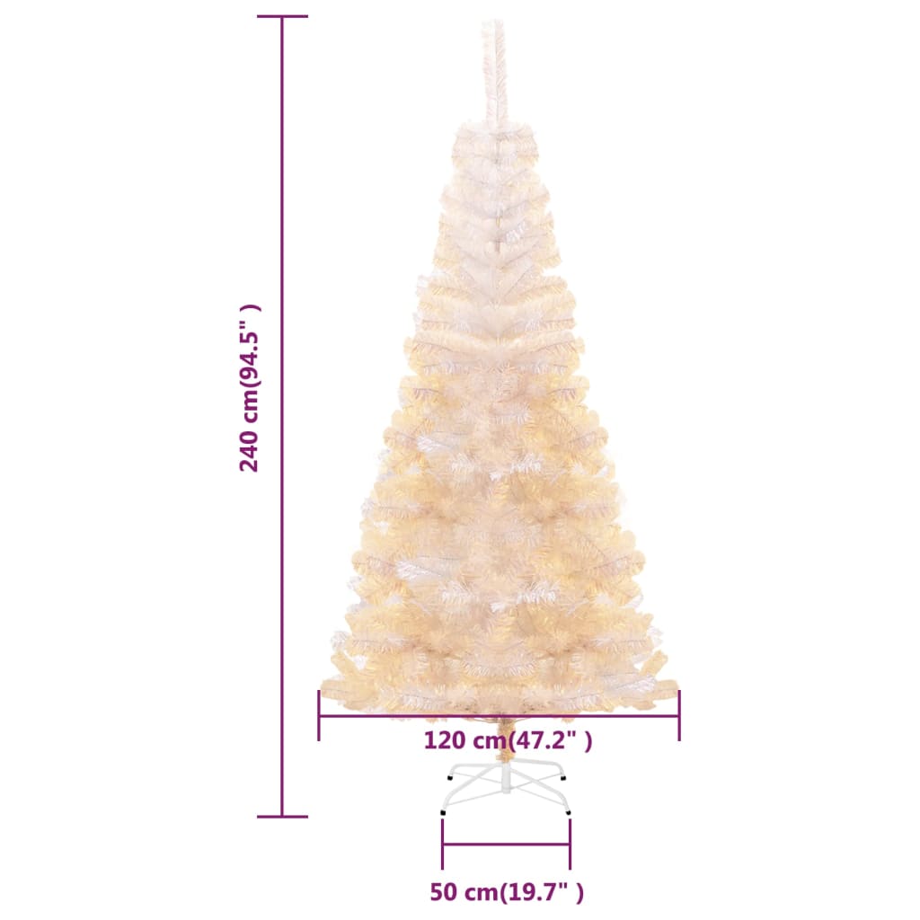 vidaXL Artificial Christmas Tree with Iridescent Tips White 240 cm PVC