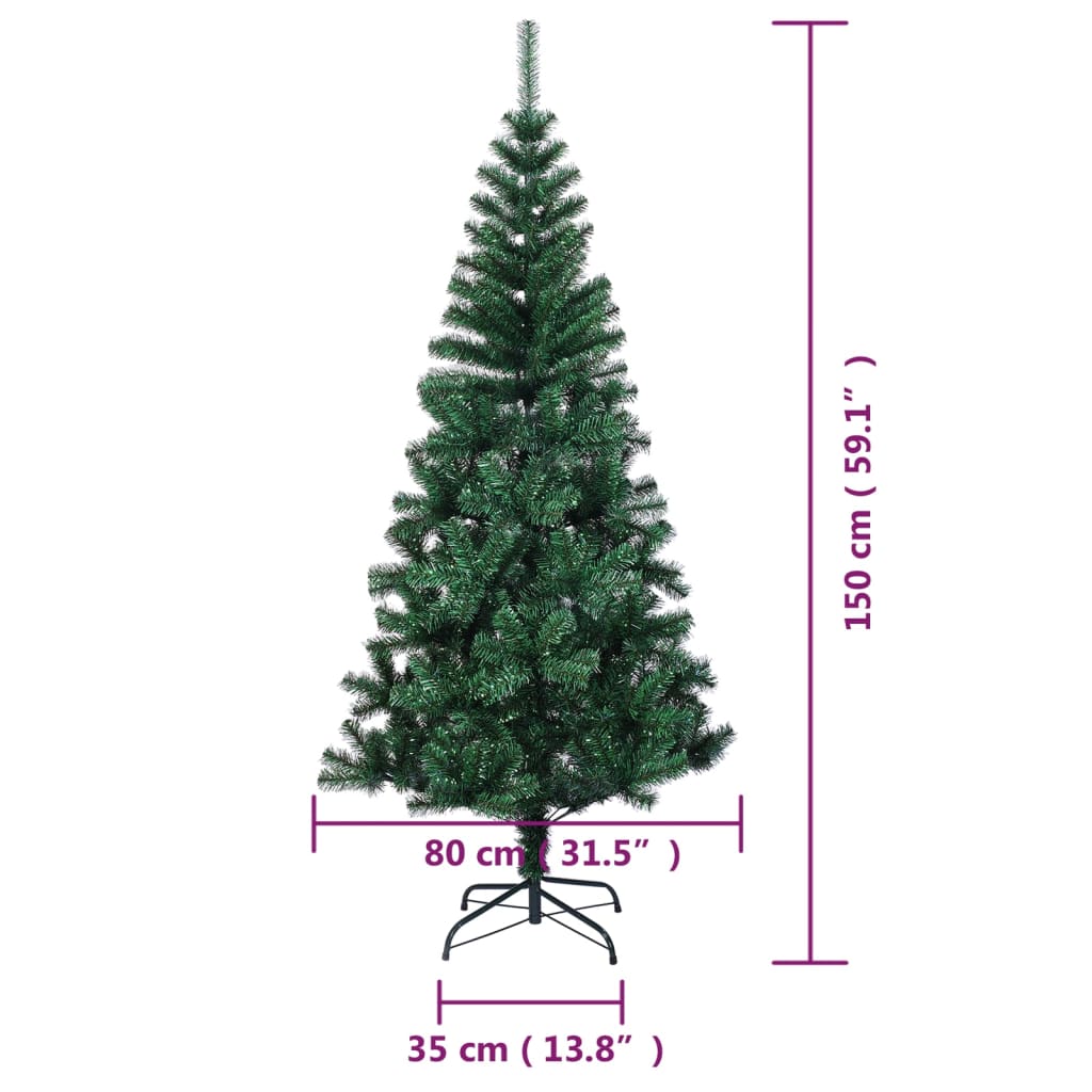 vidaXL Artificial Christmas Tree with Iridescent Tips Green 150 cm PVC