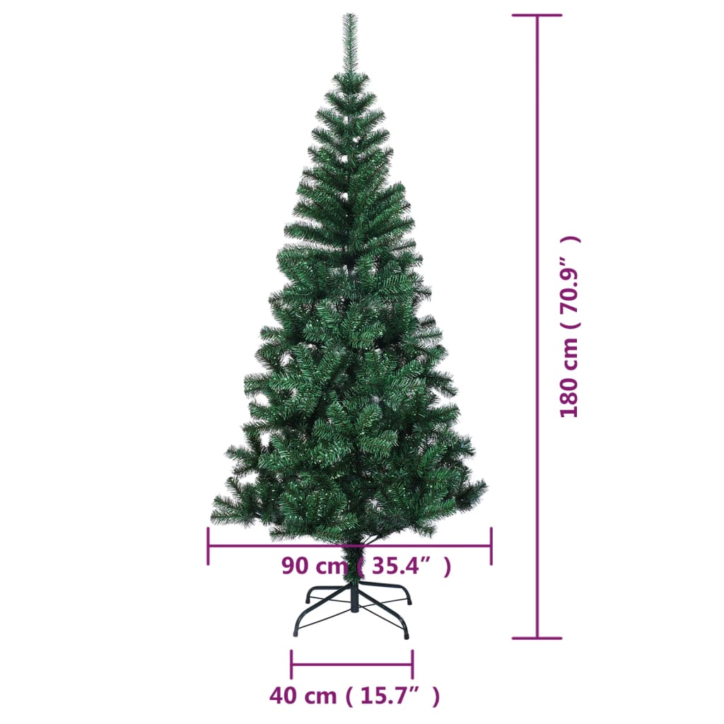 vidaXL Artificial Christmas Tree with Iridescent Tips Green 180 cm PVC