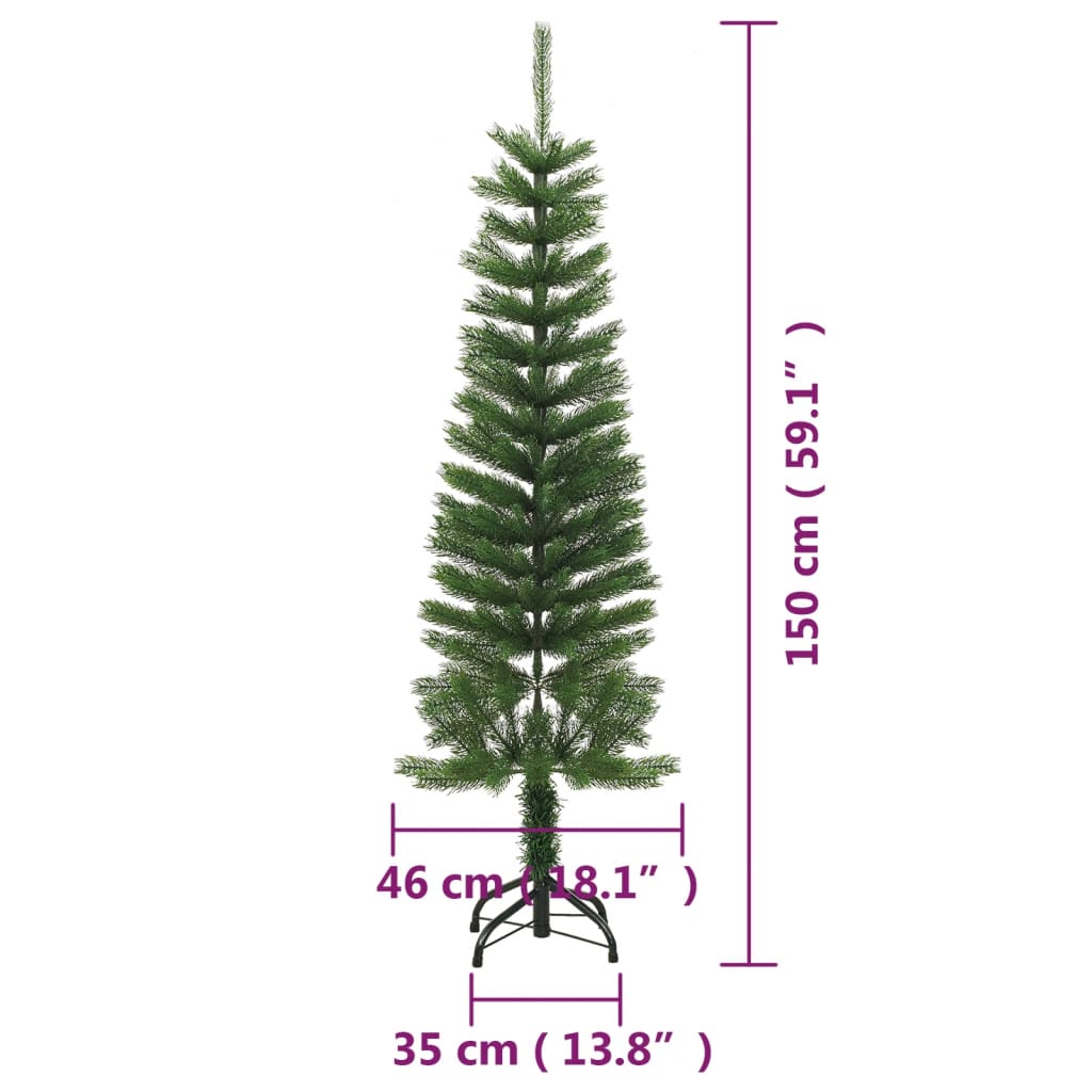 vidaXL Artificial Slim Christmas Tree with Stand 150 cm PE