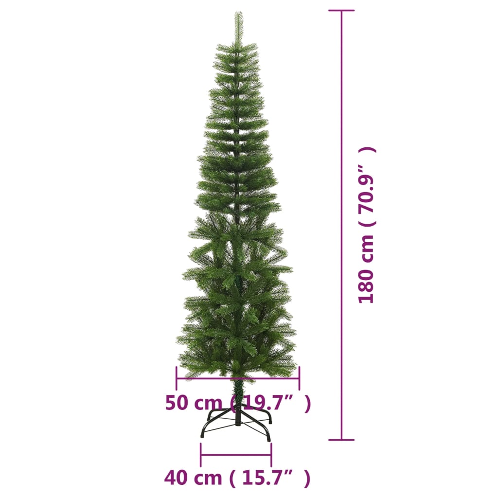 vidaXL Artificial Slim Christmas Tree with Stand 180 cm PE