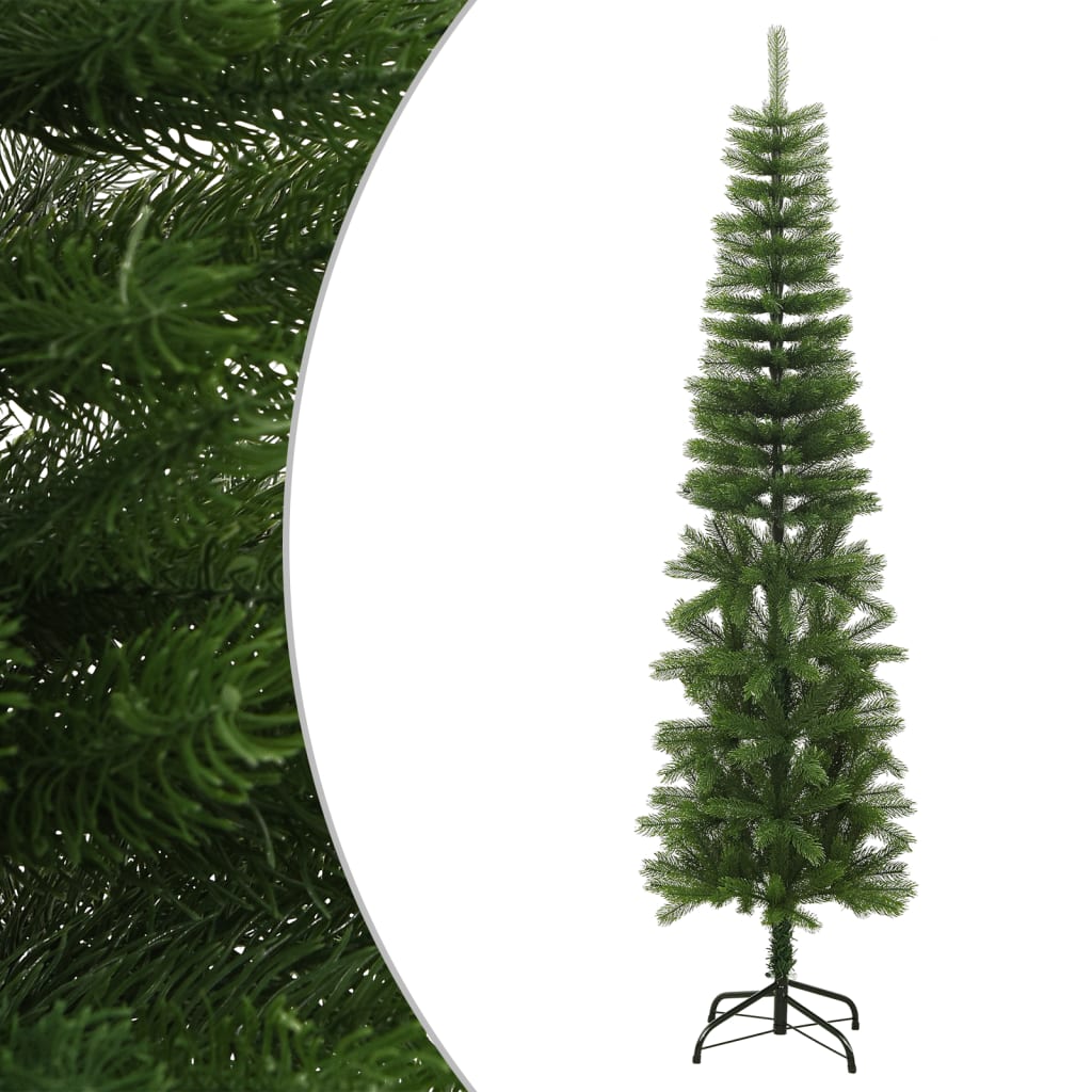 vidaXL Artificial Slim Christmas Tree with Stand 210 cm PE