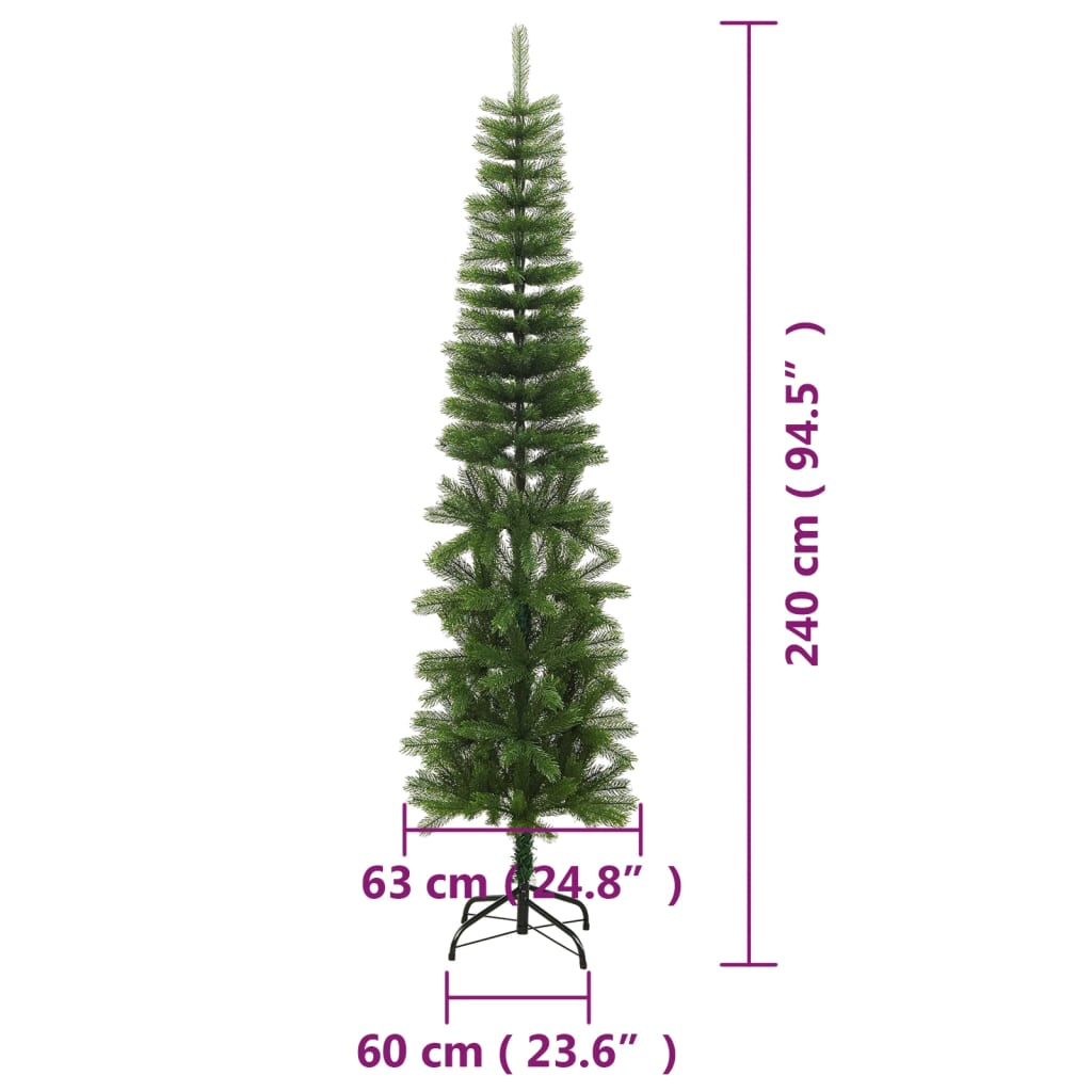 vidaXL Artificial Slim Christmas Tree with Stand 240 cm PE