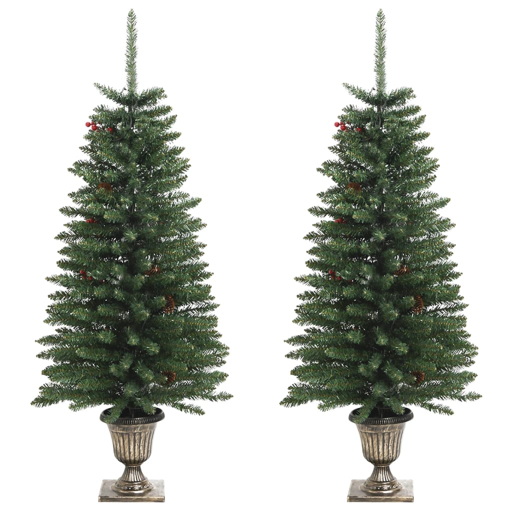 vidaXL Artificial Christmas Trees 2 pcs with Wreath, Garland and LEDs