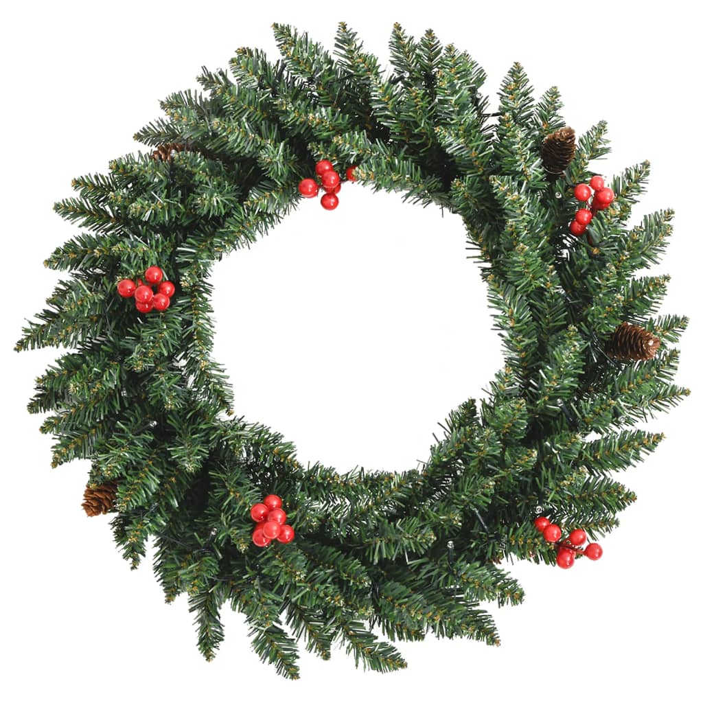 vidaXL Artificial Christmas Trees 2 pcs with Wreath, Garland and LEDs