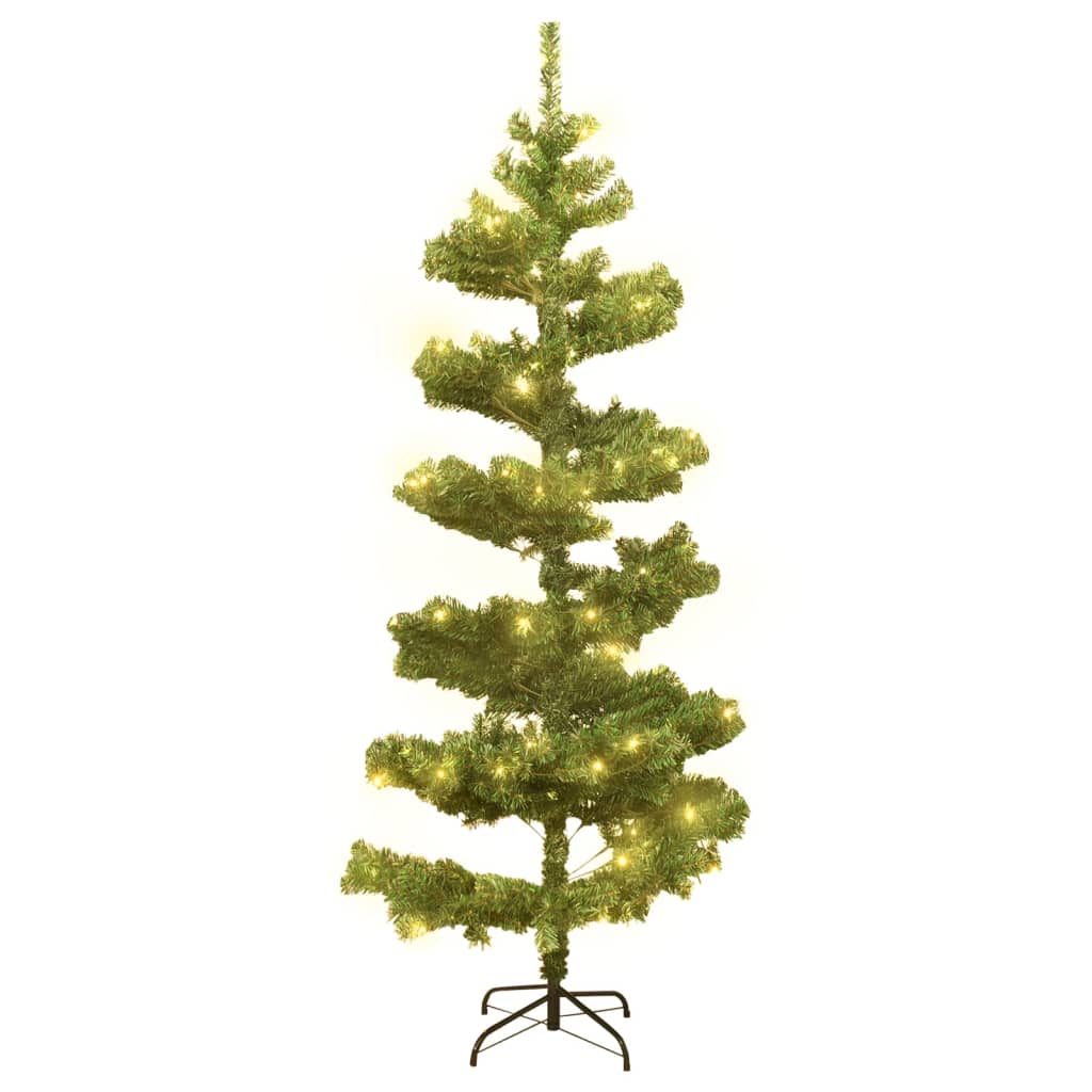 vidaXL Swirl Pre-lit Christmas Tree with Stand Green 150 cm PVC