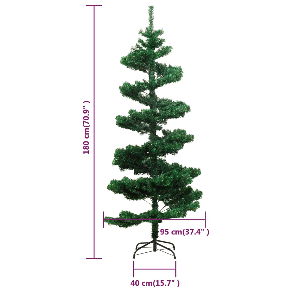 vidaXL Swirl Pre-lit Christmas Tree with Stand Green 180 cm PVC