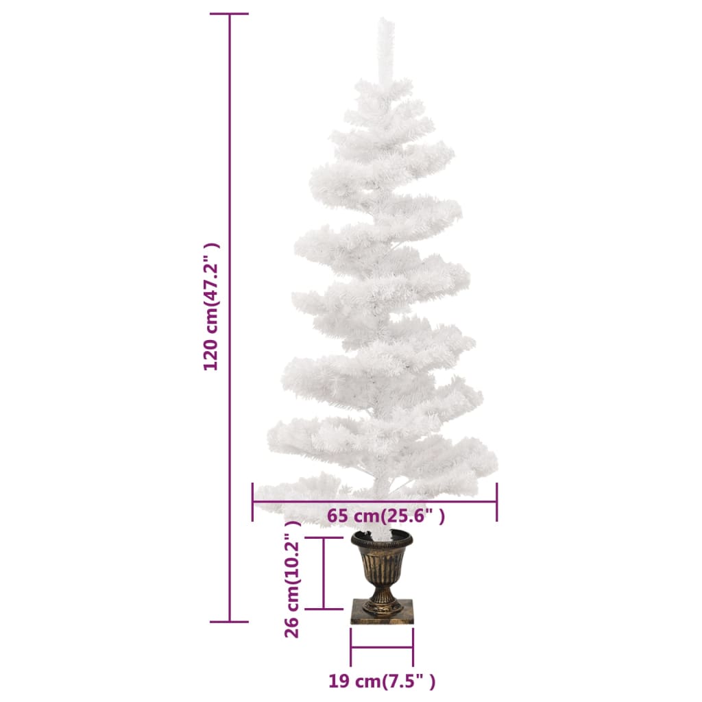 vidaXL Swirl Pre-lit Christmas Tree with Pot White 120 cm PVC