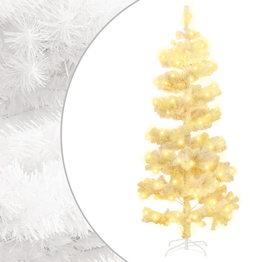 vidaXL Swirl Pre-lit Christmas Tree with Stand White 150 cm PVC