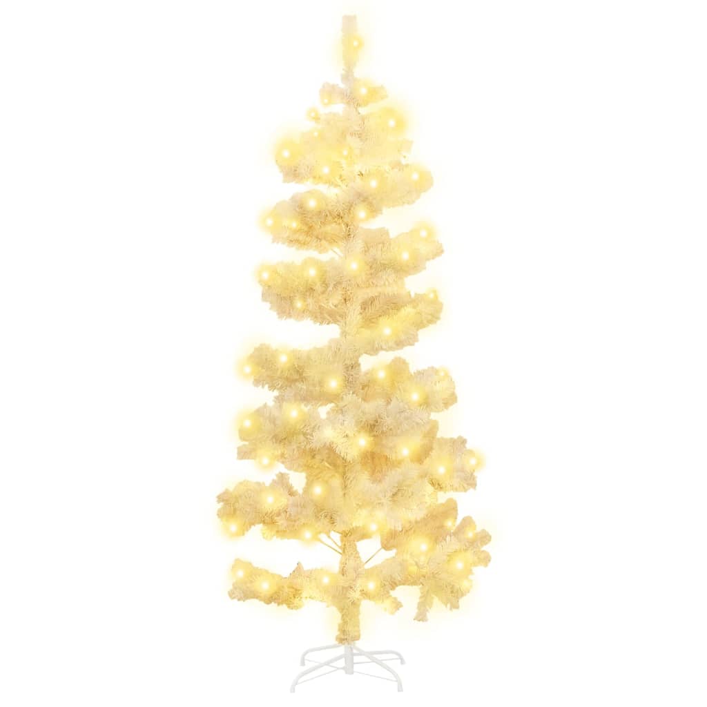 vidaXL Swirl Pre-lit Christmas Tree with Stand White 180 cm PVC