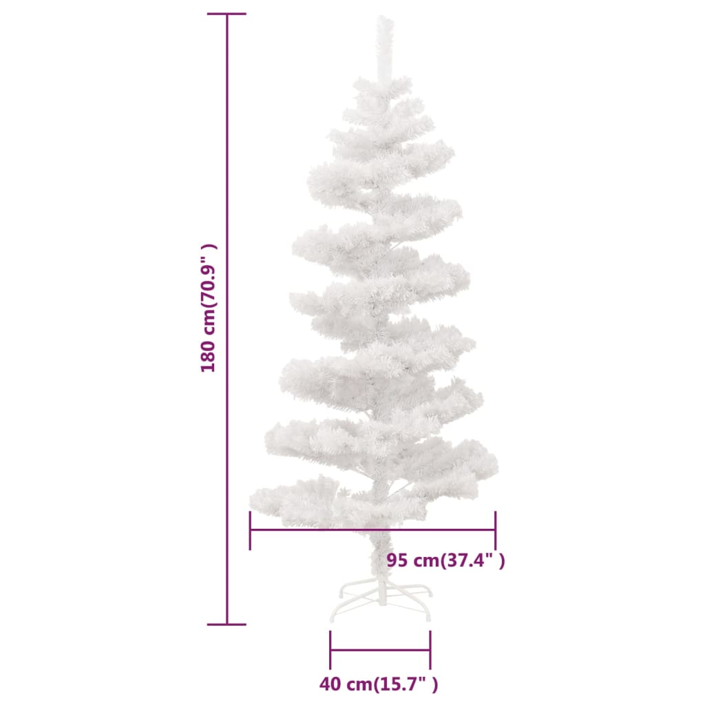 vidaXL Swirl Pre-lit Christmas Tree with Stand White 180 cm PVC