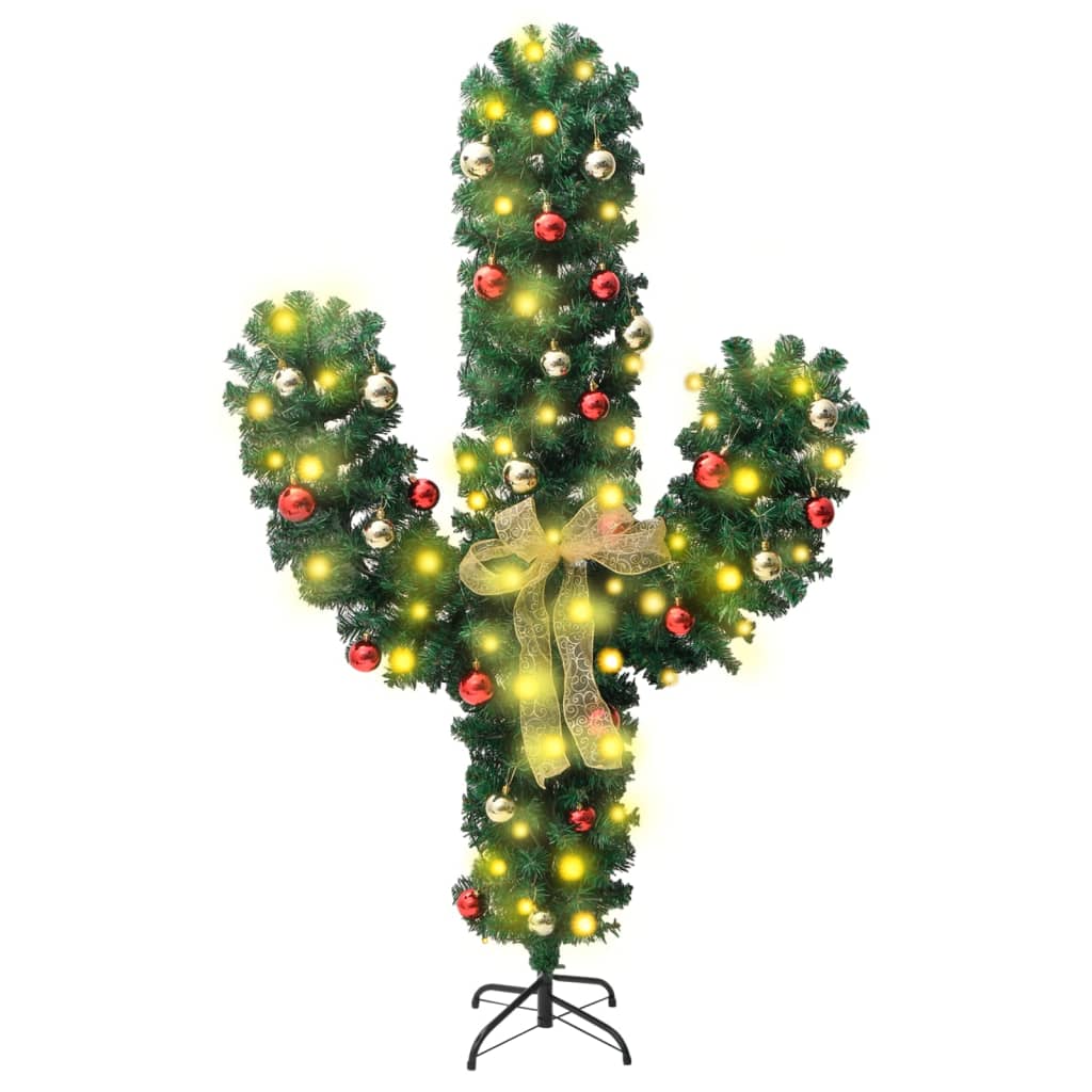 vidaXL Christmas Cactus with Stand and LED Green 210 cm PVC