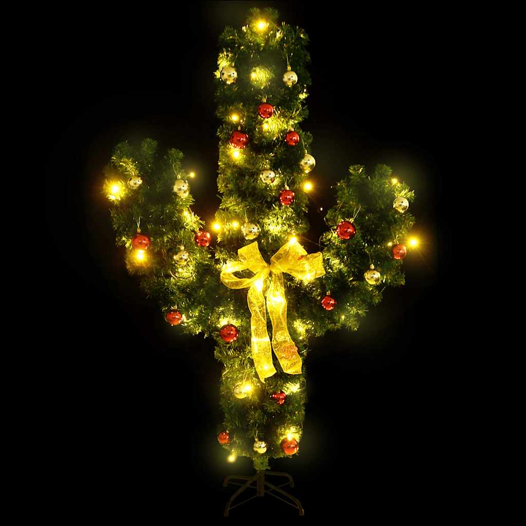 vidaXL Christmas Cactus with Stand and LED Green 210 cm PVC