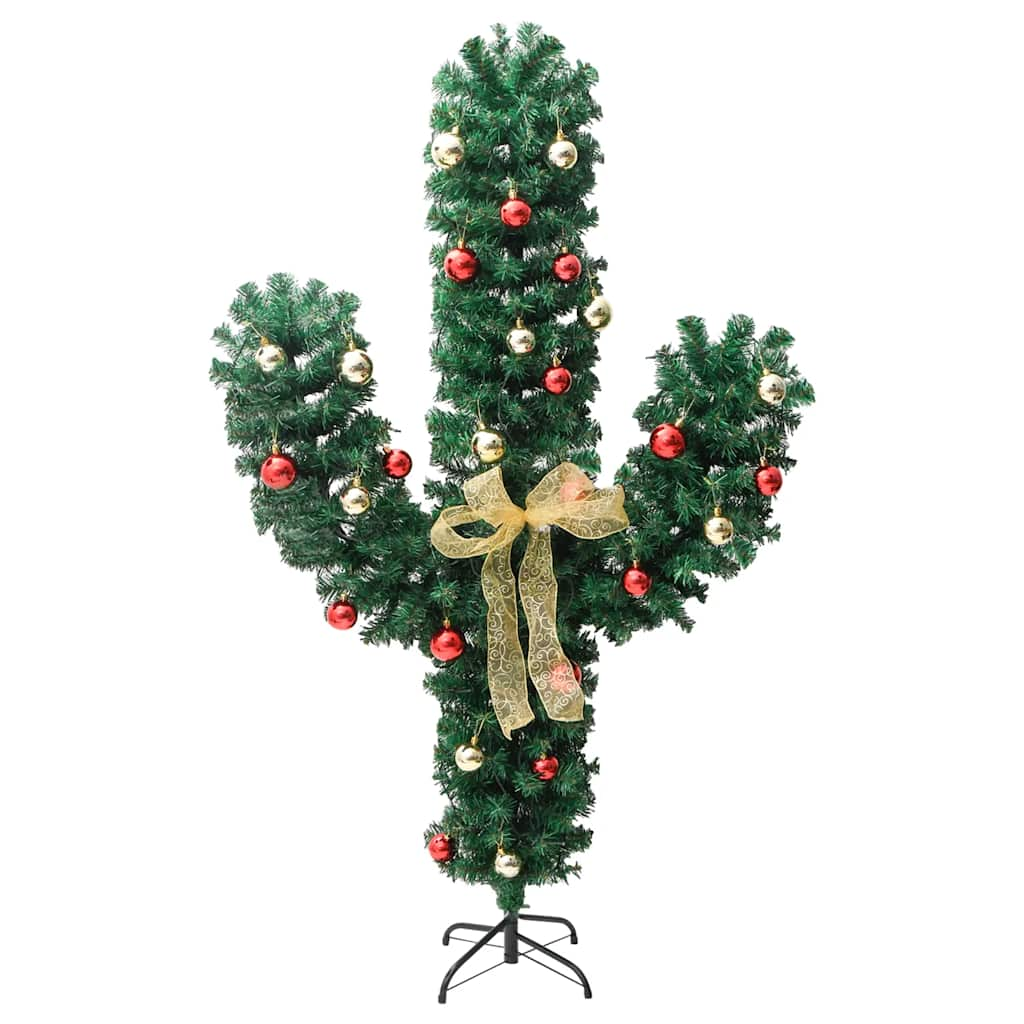 vidaXL Christmas Cactus with Stand and LED Green 210 cm PVC