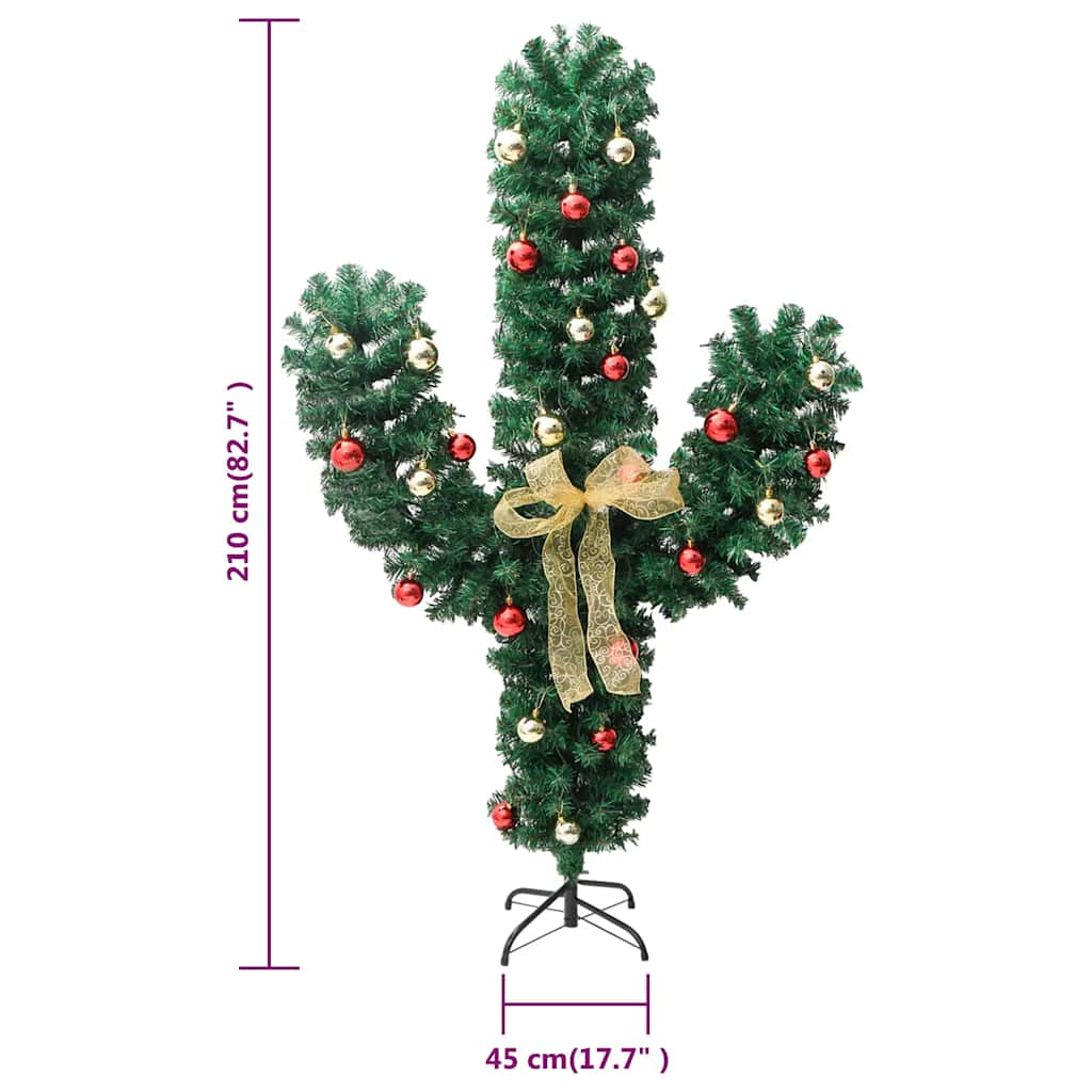 vidaXL Christmas Cactus with Stand and LED Green 210 cm PVC