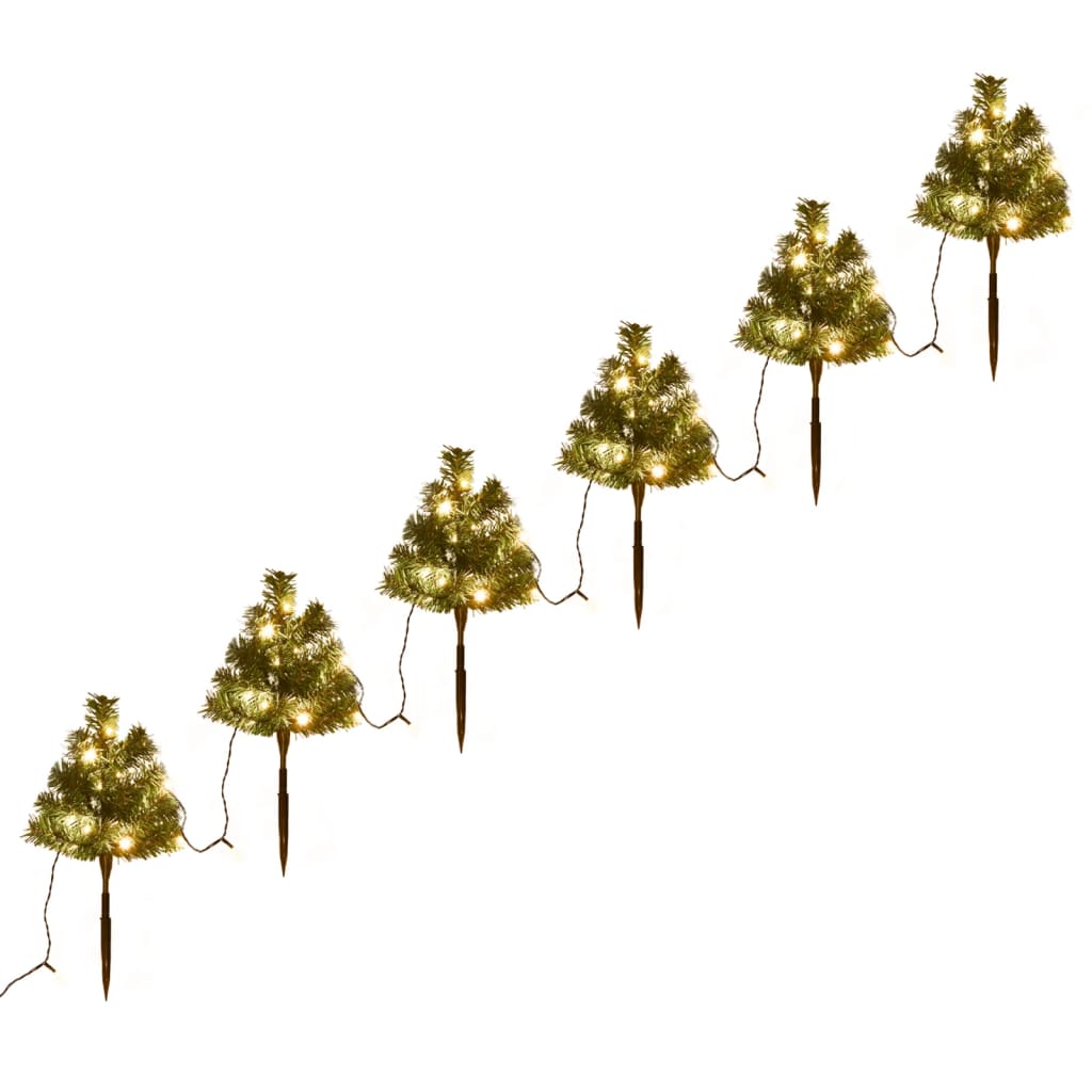 vidaXL Christmas Pathway Trees 6 pcs with Warm White LEDs 45 cm PVC