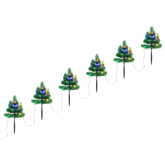 vidaXL Christmas Pathway Trees 6 pcs with Multicolour LEDs 45 cm PVC