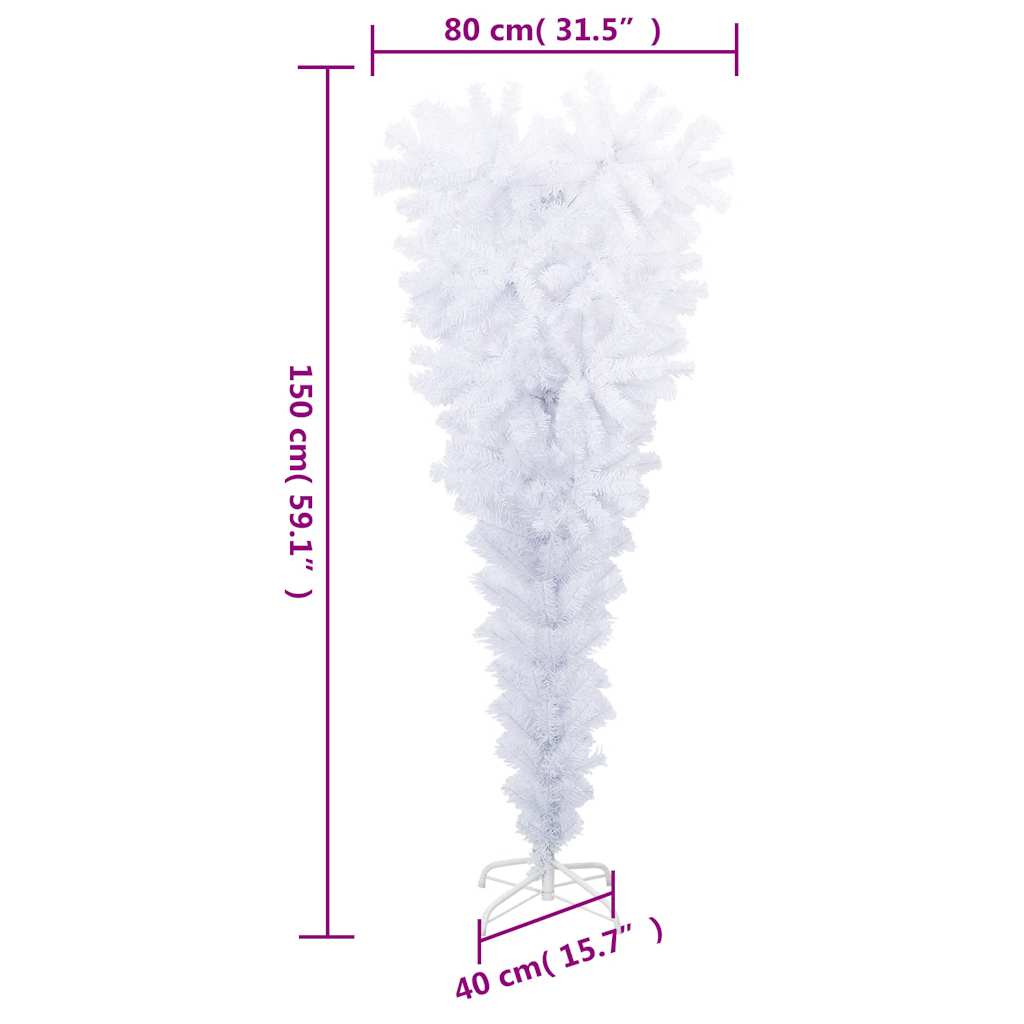 vidaXL Upside-down Artificial Christmas Tree with Stand White 150 cm