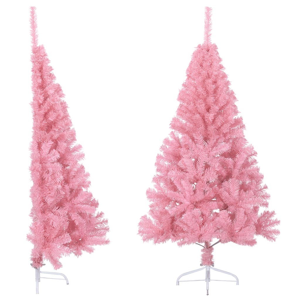 vidaXL Artificial Half Christmas Tree with Stand Pink 120 cm PVC