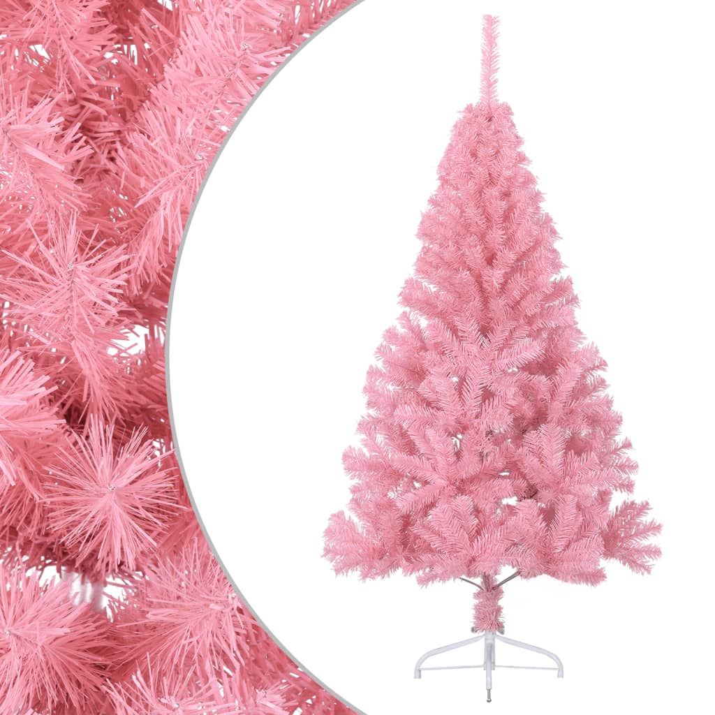 vidaXL Artificial Half Christmas Tree with Stand Pink 120 cm PVC