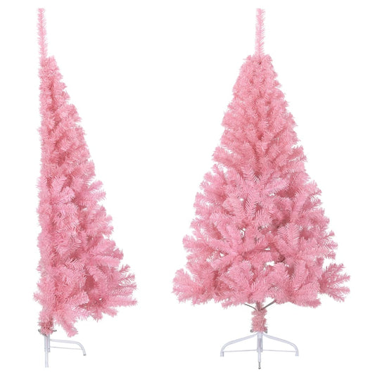 vidaXL Artificial Half Christmas Tree with Stand Pink 150 cm PVC