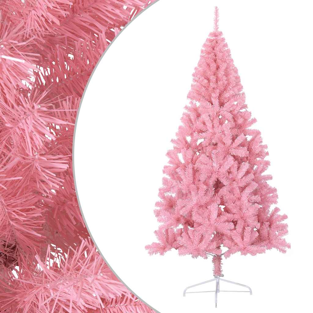 vidaXL Artificial Half Christmas Tree with Stand Pink 180 cm PVC