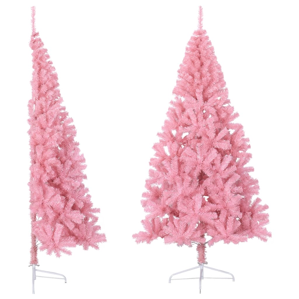 vidaXL Artificial Half Christmas Tree with Stand Pink 210 cm PVC