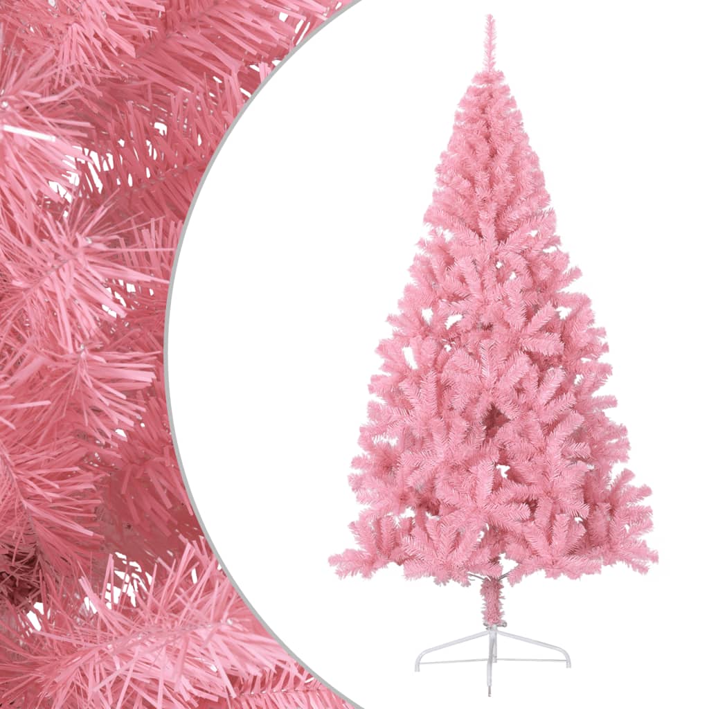 vidaXL Artificial Half Christmas Tree with Stand Pink 210 cm PVC