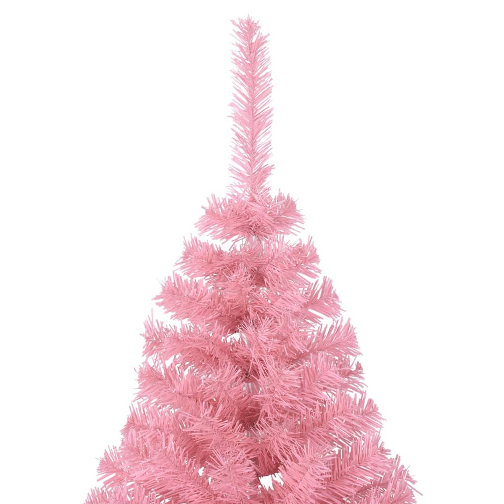 vidaXL Artificial Half Christmas Tree with Stand Pink 210 cm PVC