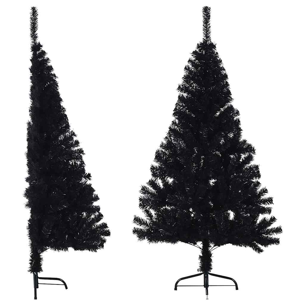 vidaXL Artificial Half Christmas Tree with Stand Black 150 cm PVC