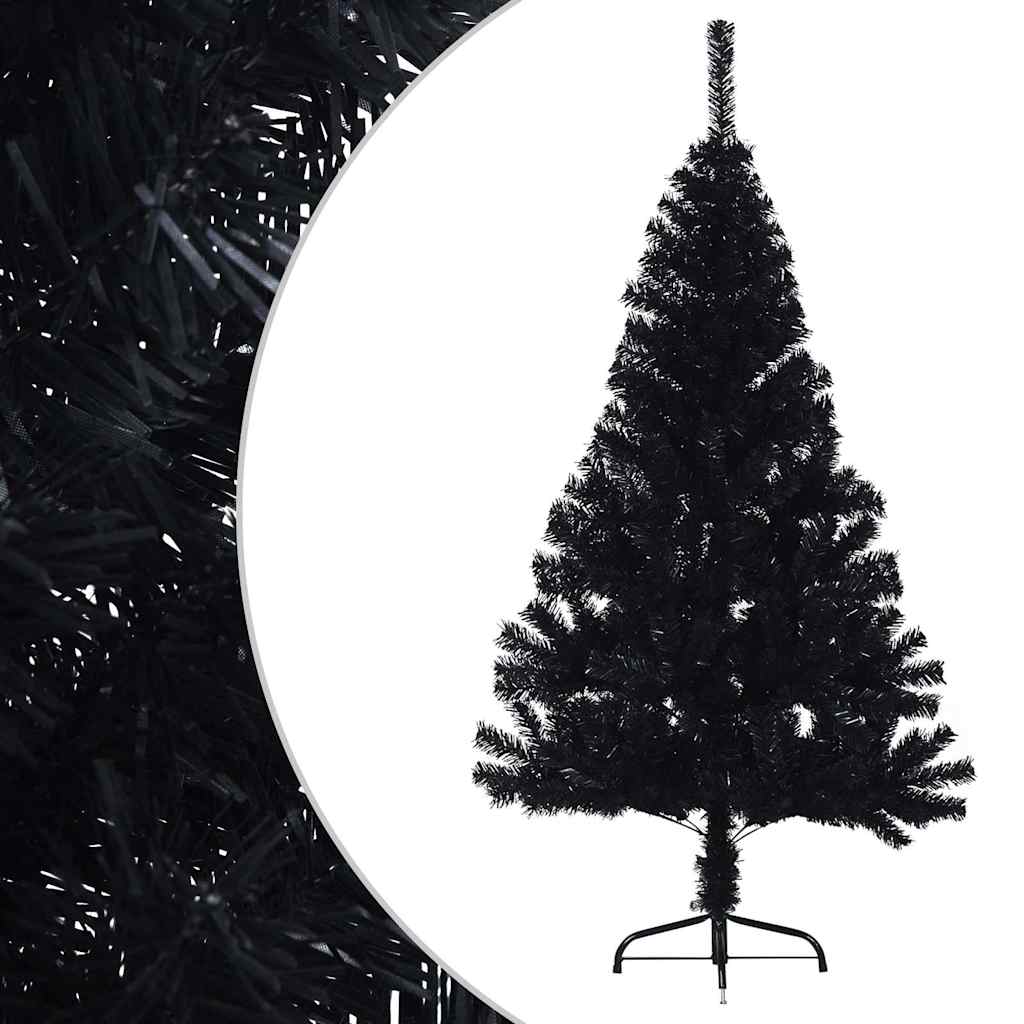 vidaXL Artificial Half Christmas Tree with Stand Black 150 cm PVC