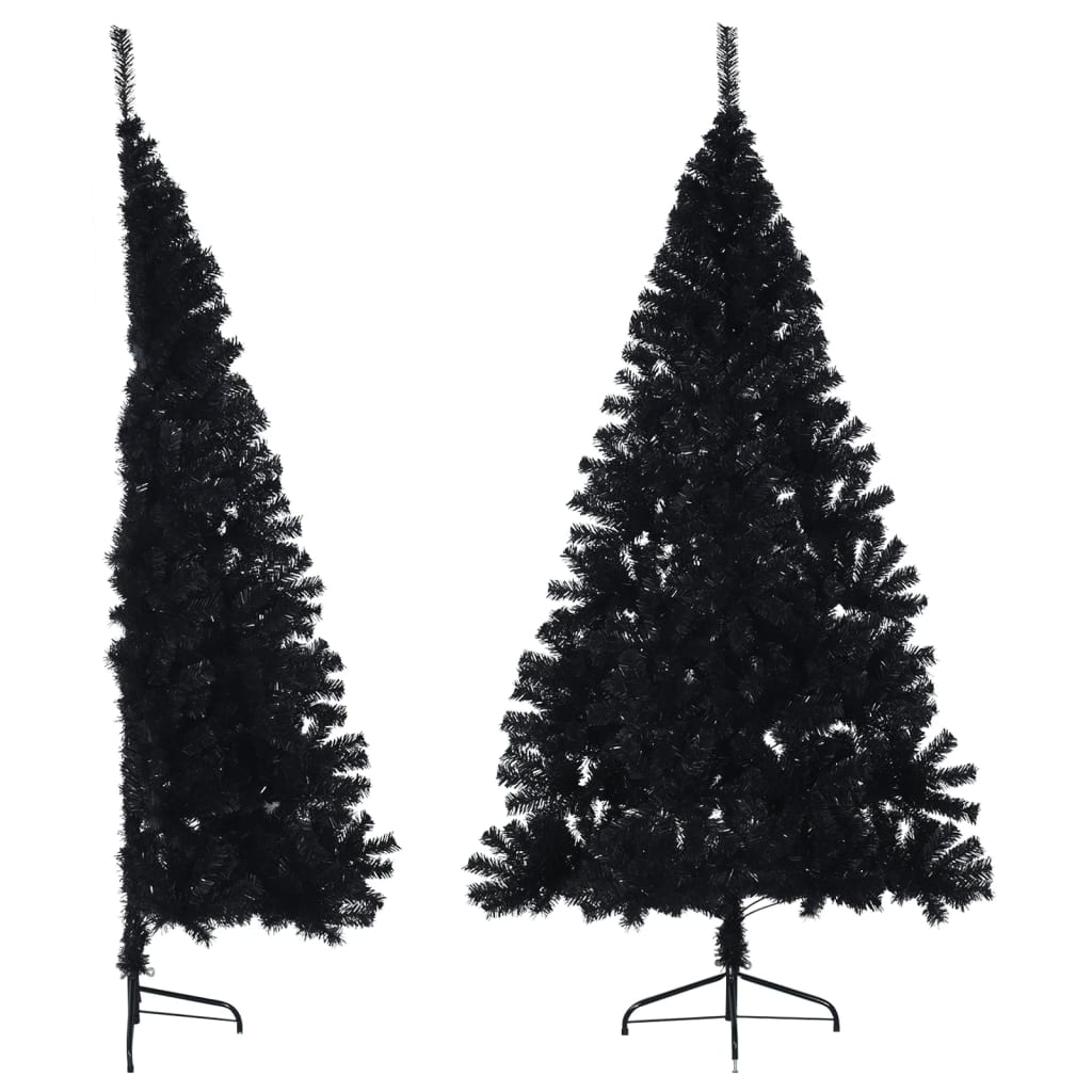 vidaXL Artificial Half Christmas Tree with Stand Black 210 cm PVC