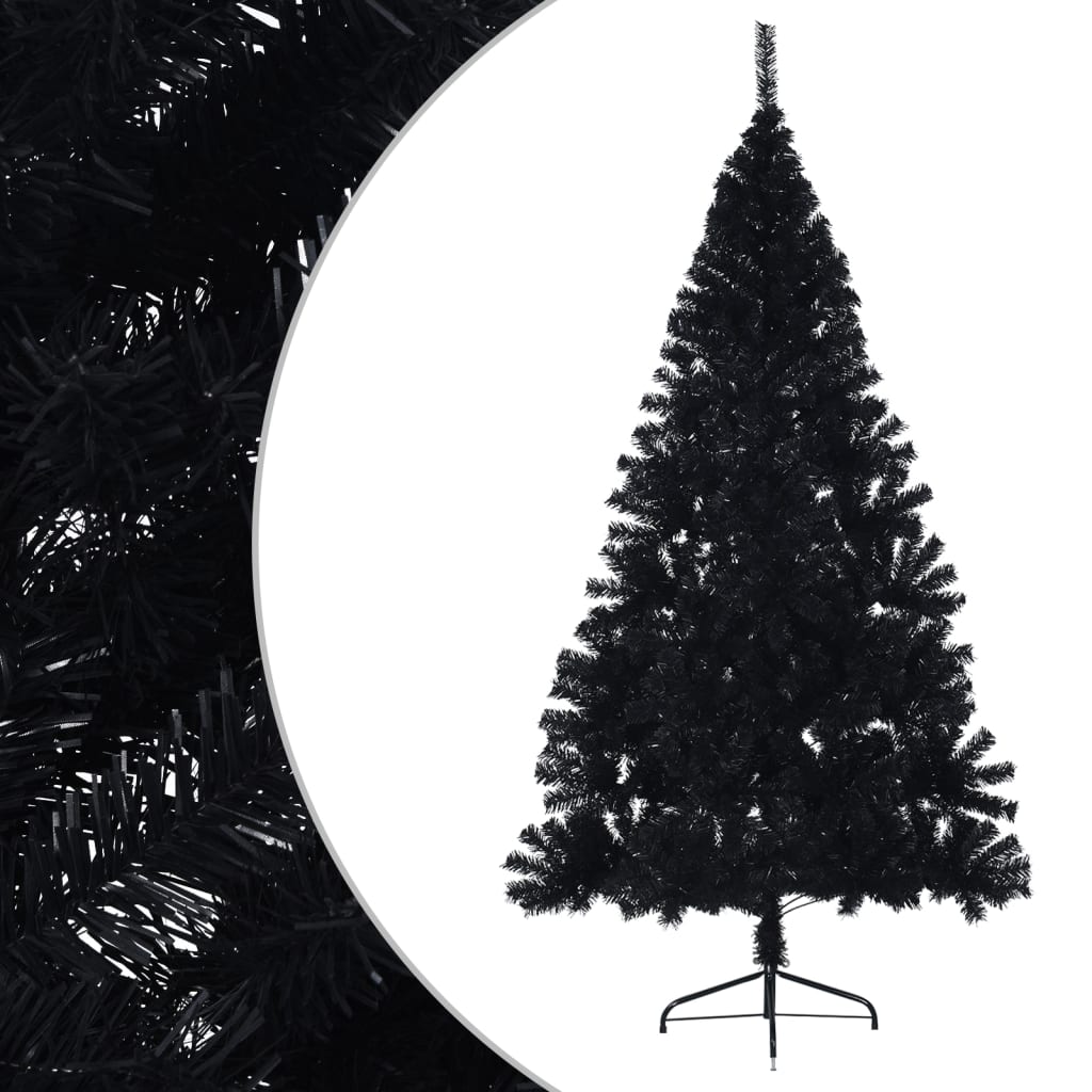 vidaXL Artificial Half Christmas Tree with Stand Black 210 cm PVC