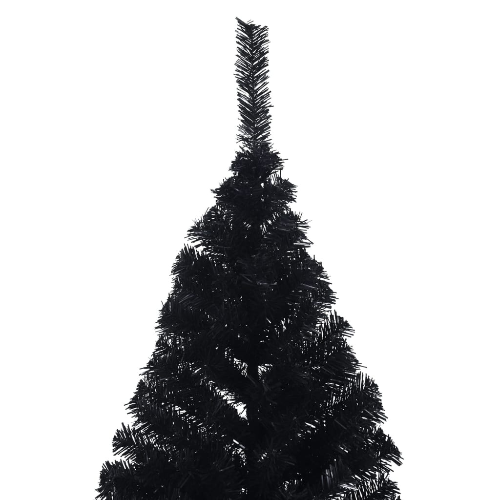 vidaXL Artificial Half Christmas Tree with Stand Black 210 cm PVC