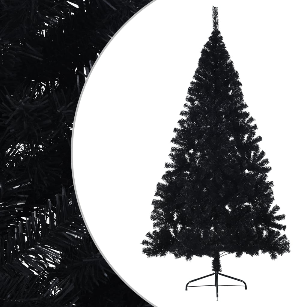 vidaXL Artificial Half Christmas Tree with Stand Black 240 cm PVC